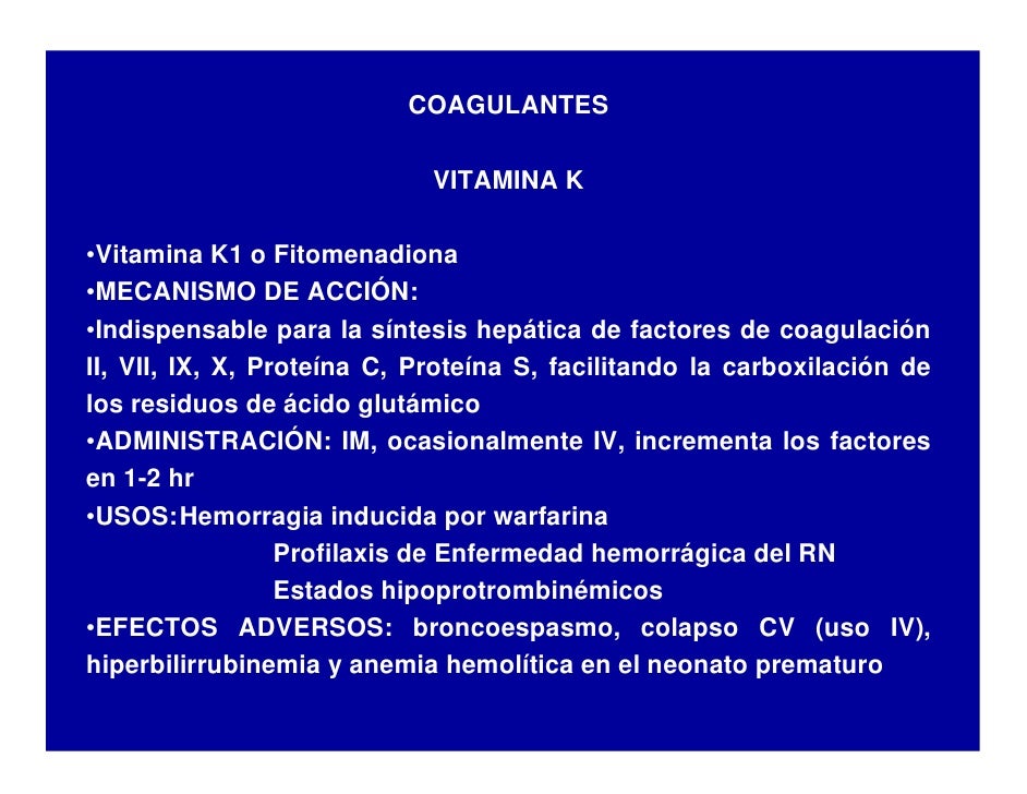 farmacos coagulantes y anticoagulantes